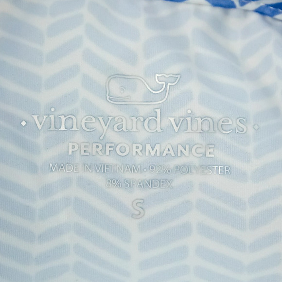 Vineyard Vines Size Small S Blue Print Ruffle Sleeveless Performance Polo Top - Picture 5 of 9